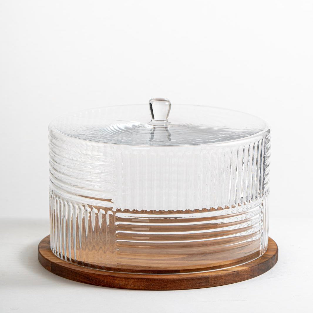Grace borosilicaat acacia houten taartplateau | 30,5 cm
