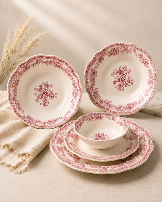 Vintage - Serviesset - 25 Delig - Rood