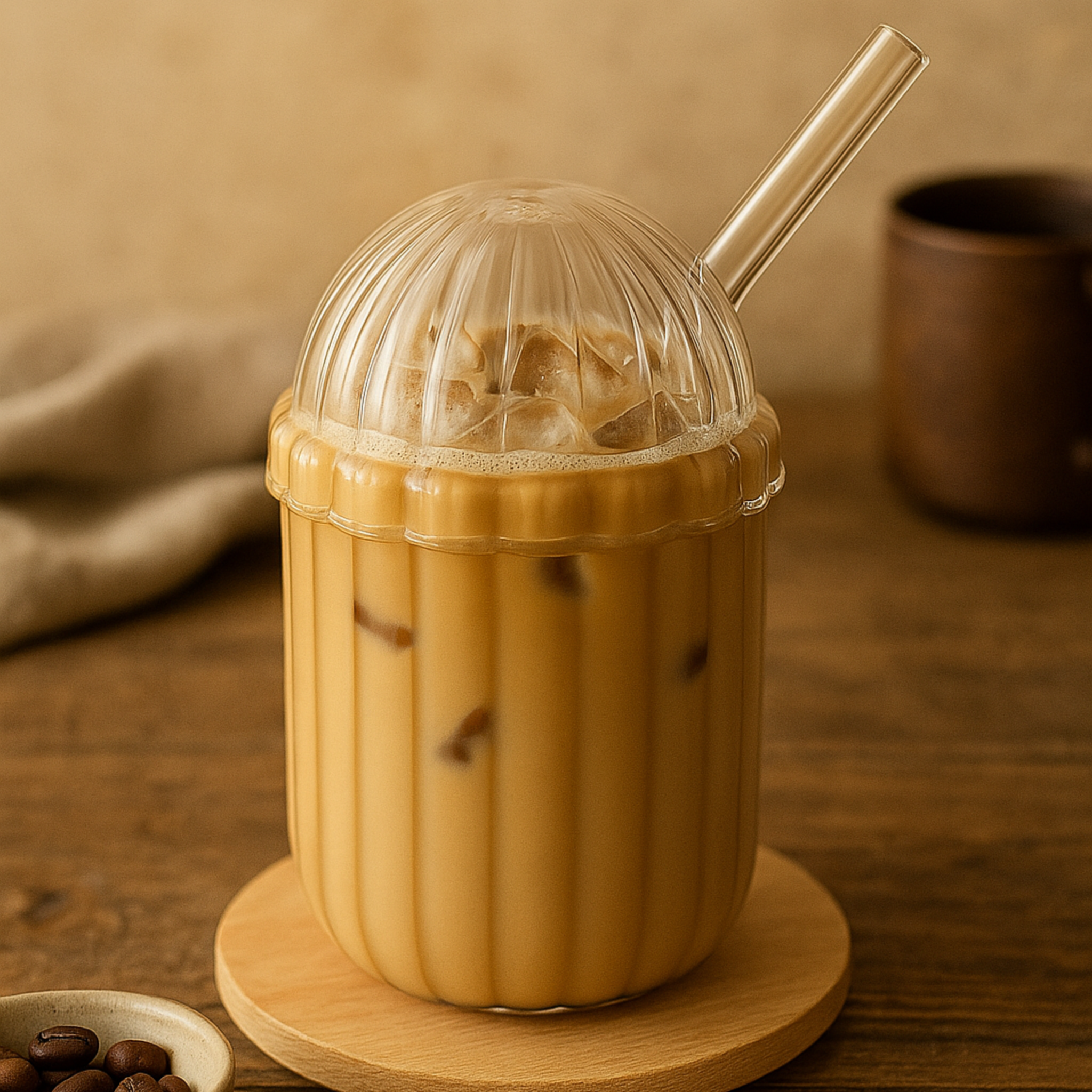 Dome Glazen Beker met Rietje