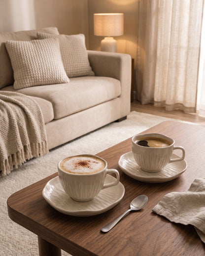 Cermico - Koffieset - Beige - 12 delig - 200ml